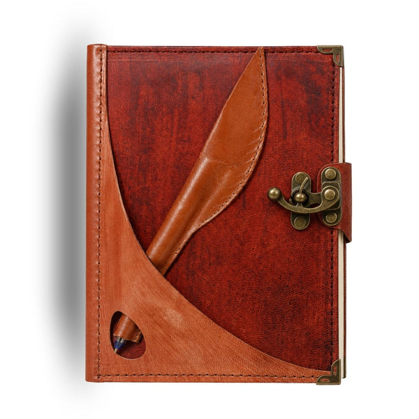 Genuine Sheepskin Leather Journal, Blank Chamois Paper | Rustic Flat Cover | with leather pen 2