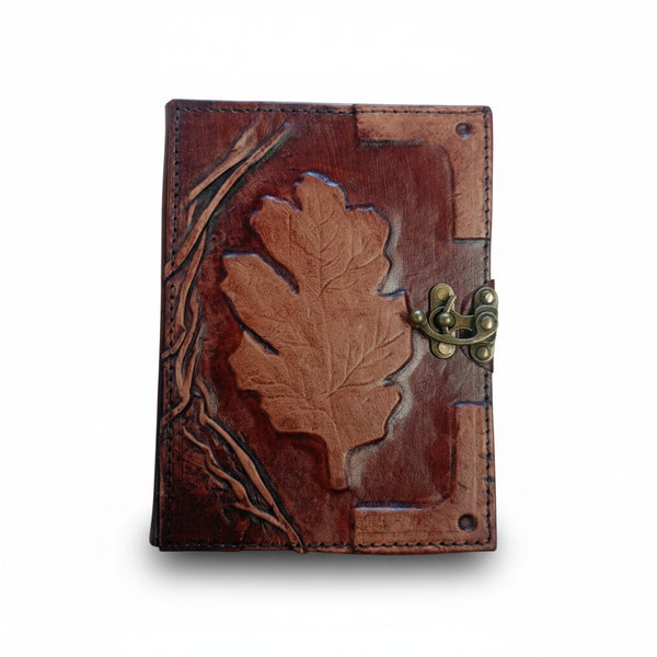 Genuine Sheepskin Leather Journal, Blank Chamois Paper | Wrinkled Embossed | Leather Relief | Abstract Tree Silhouette Relief