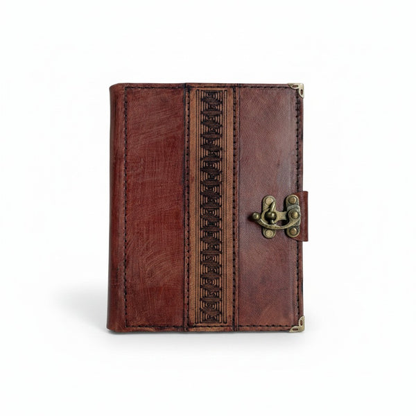 Genuine Sheepskin Leather Journal, Blank Chamois Paper | Rustic Flat Cover | Layered Leather Overlay | Celtic Braid Infinity Engraved