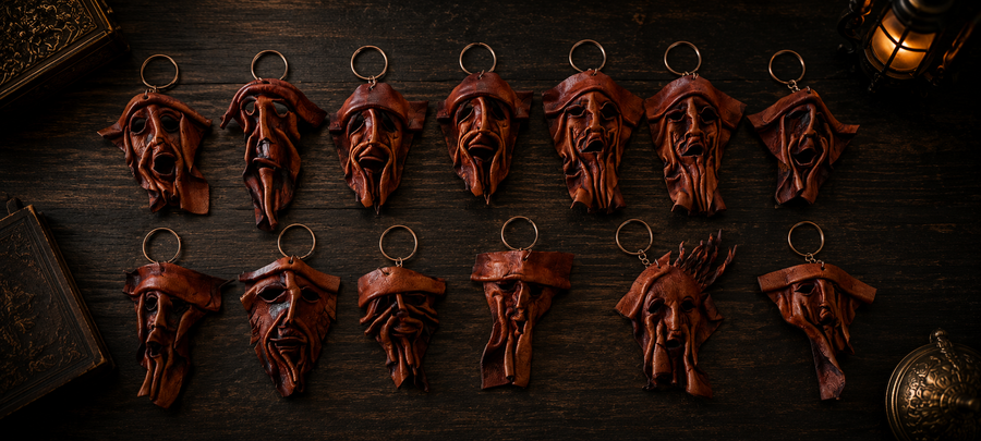 3D Sculpted Leather Keychain
