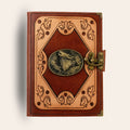 Genuine Sheepskin Leather Journal, Blank Chamois Paper | Layered Frame | Antique Resin Motif | Wolf Head