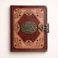 Genuine Sheepskin Leather Journal, Blank Chamois Paper | Layered Frame | Antique Resin Motif | Celtic Knot