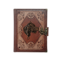 Genuine Sheepskin Leather Journal, Blank Chamois Paper | Layered Frame | Antique Metal Motif | Dog Head