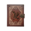 Genuine Sheepskin Leather Journal, Blank Chamois Paper | Layered Frame | Antique Metal Motif | Flying Eagle