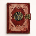 Genuine Sheepskin Leather Journal, Blank Chamois Paper | Layered Frame | Antique Resin Motif | 3D Mythical Dragon