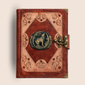 Genuine Sheepskin Leather Journal, Blank Chamois Paper | Layered Frame | Antique Resin Motif | Howling Wolf