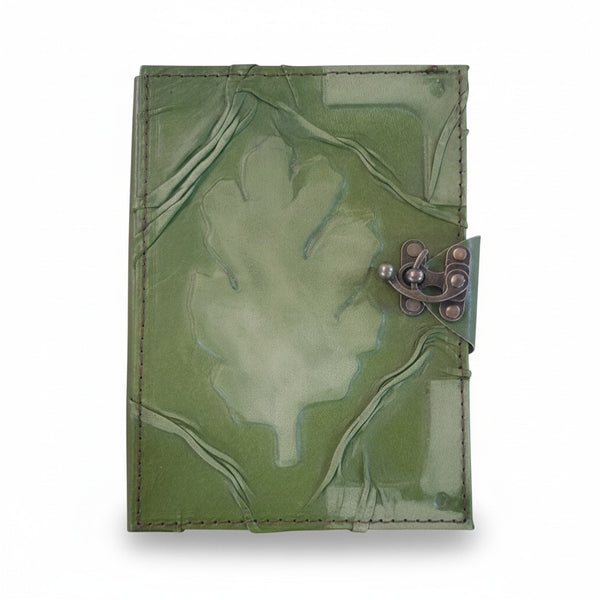 Colored Genuine Sheepskin Leather Journal, Blank Chamois Paper | Wrinkled Embossed | Leather Relief | Abstract Tree Silhouette Relief - Ex Mini - Yellow
