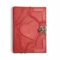 Colored Genuine Sheepskin Leather Journal, Blank Chamois Paper | Wrinkled Embossed | Leather Relief | Classic Solid Heart Relief - Ex Mini - Yellow