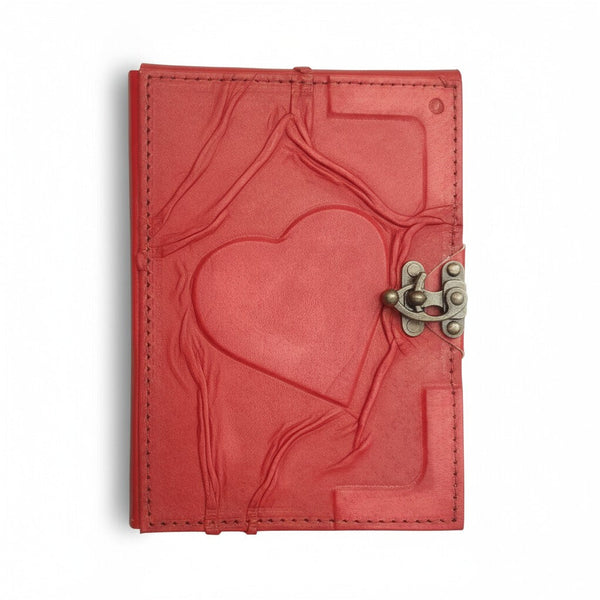 Colored Genuine Sheepskin Leather Journal, Blank Chamois Paper | Wrinkled Embossed | Leather Relief | Classic Solid Heart Relief - Ex Mini - Yellow