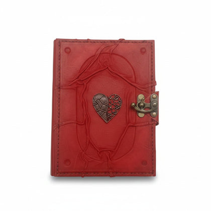 Colored Genuine Sheepskin Leather Journal, Blank Chamois Paper | Wrinkled Embossed Frame | Antique Metal Motif | Vintage Filigree Heart - Ex Mini - Yellow