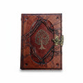Hakiki Koyun Derisi Defter, Boş Güderi Kağıt | Buruşuk Kabartmalı Çerçeve | Antik Reçine Motif | Sarılan Aşıklar Hayat Ağacı