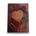 Genuine Sheepskin Leather Journal, Blank Chamois Paper | Wrinkled Embossed | Leather Relief | Classic Solid Heart Relief