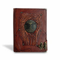 Genuine Sheepskin Leather Journal, Blank Chamois Paper | Up Wrinkled | Antique Resin Motif | Embracing Lovers Tree of Life
