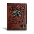 Genuine Sheepskin Leather Journal, Blank Chamois Paper | Up Wrinkled | Antique Resin Motif | Howling Wolf