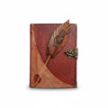 Genuine Sheepskin Leather Journal, Blank Chamois Paper | Rustic Flat Cover | with leather pen
