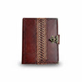 Genuine Sheepskin Leather Journal, Blank Chamois Paper | Rustic Flat Cover | Layered Leather Overlay | Celtic Braid Infinity Engraved 6