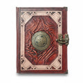 Genuine Sheepskin Leather Journal, Blank Chamois Paper | Wrinkled Classic Frame | Antique Resin Motif | Celtic Triskelion Shield