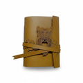 Genuine Yellow Sheepskin Leather Journal, Blank Chamois Paper | Laser Cut Wrap-Around Cover | Wise Owl | Small