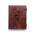 Genuine Dark Brown Sheepskin Leather Giant Tome, Blank Chamois Paper | 3D Sculpted Cover | Screaming Macabre Face Necronomicon | Giant