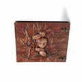 Genuine Dark Brown Sheepskin Leather Giant Tome, Blank Chamois Paper | 3D Sculpted Cover | Five Forest Spirit Faces Druid Spellbook | Giant