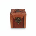 Genuine Leather Wooden Jewelry Box | Antique Metal Nautical Anchor | 8x8cm