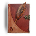 Genuine Sheepskin Leather Journal, Blank Chamois Paper | Rustic Flat Cover | with leather pen