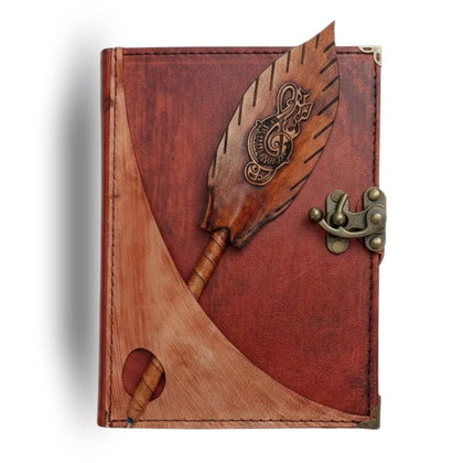 Genuine Sheepskin Leather Journal, Blank Chamois Paper | Rustic Flat Cover | with leather pen