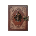 Genuine Sheepskin Leather Journal, Blank Chamois Paper | Layered Frame | Antique Metal Motif | Jolly Roger Skull