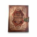 Genuine Sheepskin Leather Journal, Blank Chamois Paper | Layered Frame | Leather Overlay | Lion Engraved Head