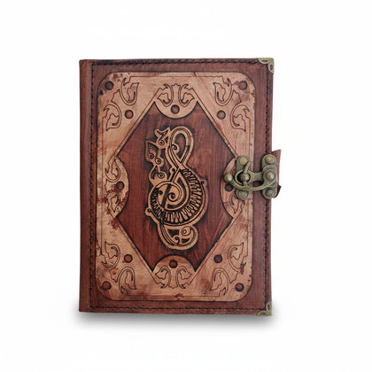 Genuine Sheepskin Leather Journal, Blank Chamois Paper | Layered Frame | Leather Overlay | Treble Clef Engraved