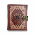 Genuine Sheepskin Leather Journal, Blank Chamois Paper | Layered Frame | Leather Overlay | Vintage Butterfly Engraved