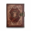 Genuine Sheepskin Leather Journal, Blank Chamois Paper | Layered Frame | Leather Overlay | Spartan Warrior Engraved
