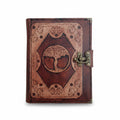 Genuine Sheepskin Leather Journal, Blank Chamois Paper | Layered Frame | Leather Overlay | Tree Of Life 1 Engraved