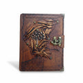 Genuine Sheepskin Leather Journal, Blank Chamois Paper | Up Wrinkled | Antique Metal Motif | Floral Tree of Life