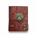 Genuine Sheepskin Leather Journal, Blank Chamois Paper | Full Wrinkled | Antique Resin Motif | Tiger Head