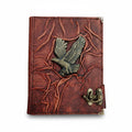 Genuine Sheepskin Leather Journal, Blank Chamois Paper | Full Wrinkled | Antique Resin Motif | Flying Eagle