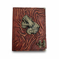Genuine Sheepskin Leather Journal, Blank Chamois Paper | Full Wrinkled | Antique Resin Motif | Gothic Roaring Dragon Head
