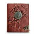 Genuine Sheepskin Leather Journal, Blank Chamois Paper | Full Wrinkled | Antique Resin Motif | Celtic Triskelion Shield