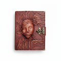 Genuine Sheepskin Leather Journal, Blank Chamois Paper | 3D Sculpted & Wrinkled | Antique Resin | Masquerade Mask