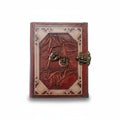 Genuine Sheepskin Leather Journal, Blank Chamois Paper | Wrinkled Classic Frame | Antique Metal Motif | Theater Masks