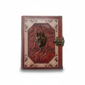 Genuine Sheepskin Leather Journal, Blank Chamois Paper | Wrinkled Classic Frame | Antique Metal Motif | Wolf Head